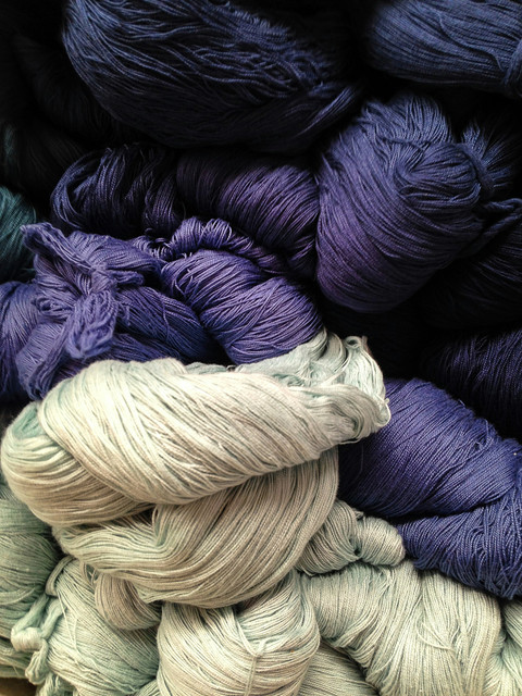 Dyed yarn skeins